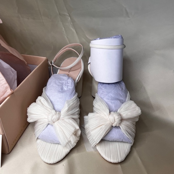 Loeffler Randall Camellia White Pleated Bow Heel - Picture 2 of 5